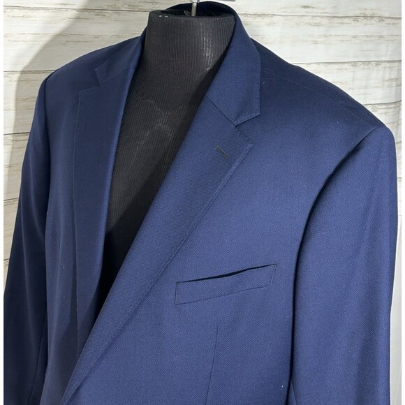 Joe Joseph Abboud Navy 100% Wool 2 Button Blazer Sport Coat Jacket Mens 50R Slim - Picture 3 of 16